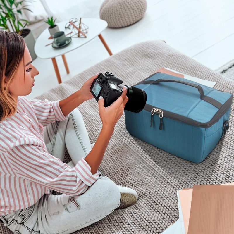 Koolertron Dslr Camera Insert Bag Purse Universal Liner Lens Pouch Partition Protective Cover Waterproof Sleeve for Cannon/Nikon/Sony (Blue) - Image 3